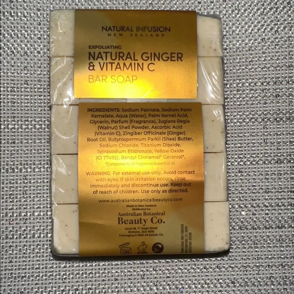 NATURAL INFUSION GINGER VITAMIN C SHEA BUTTER BRIGHTENING NOURISHING SOAP X 5